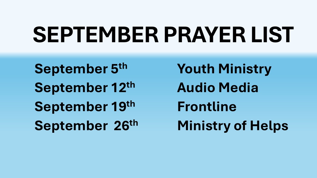 September 2025 Prayer List 9.1.25 . yr1